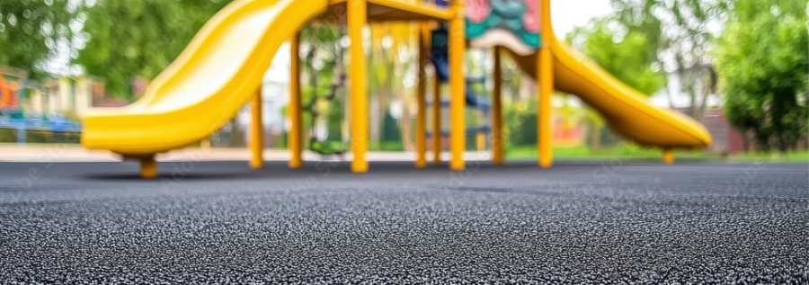 A safe spongy surface underneath a kids play area