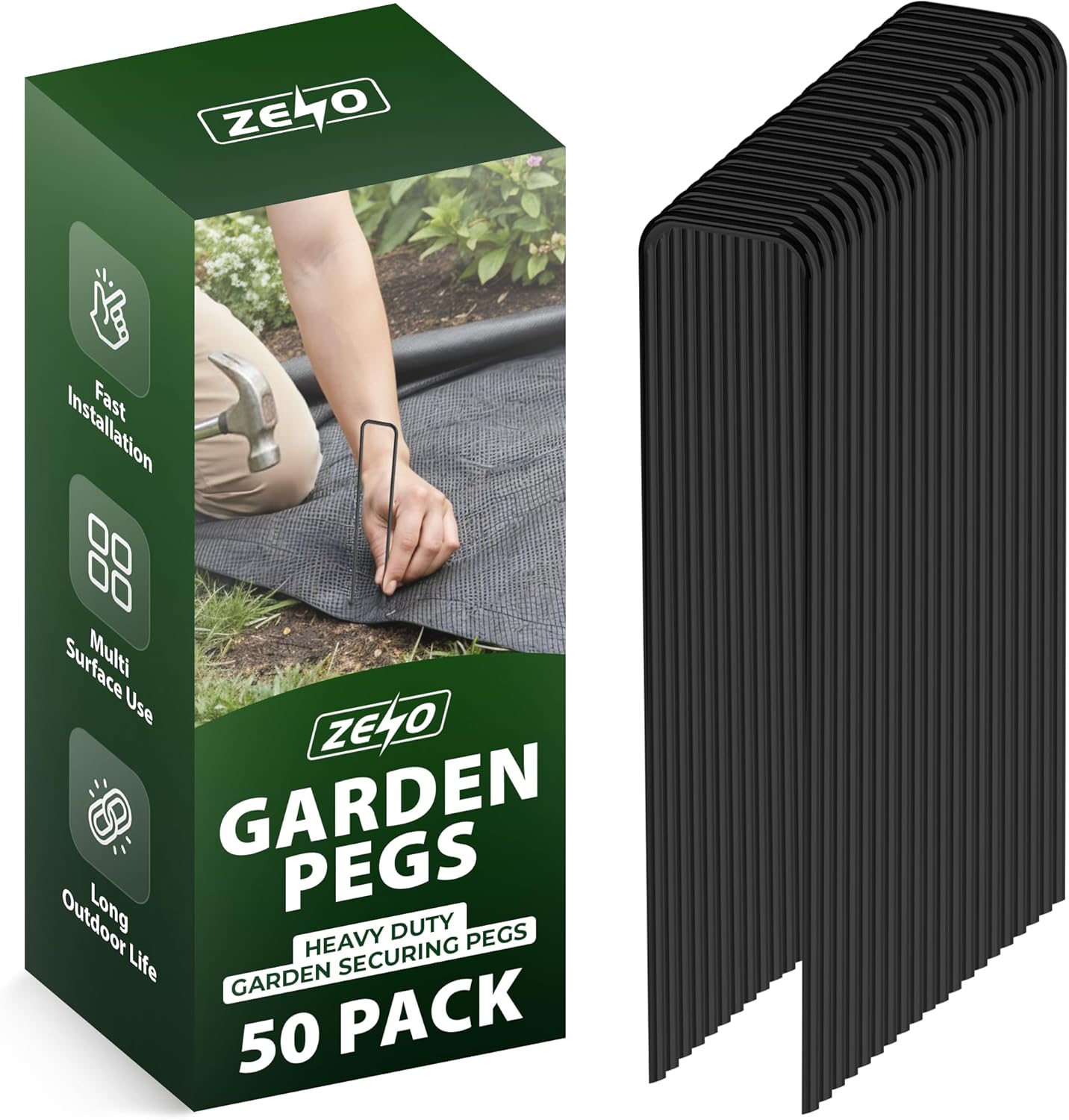 Galvanised Steel Garden Membrane Pegs – 50 Pack